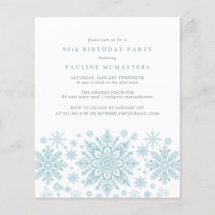 Lámina Invitación de cumpleaños 90 azul copo de nieve eco