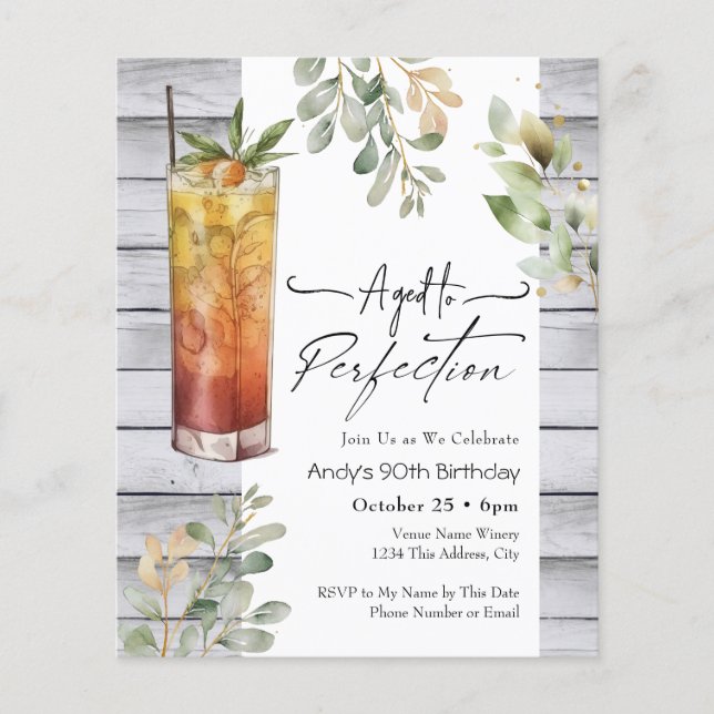 Lámina Invitación de cumpleaños 90 de la floral Perfectio (Anverso)