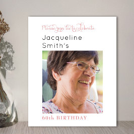 Lámina Invitación de cumpleaños a la foto rosa de Rubor