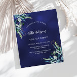 Lámina Invitación de cumpleaños a la Marina en color azul<br><div class="desc">Un fondo azul marino,  decorado con vegetación. El color azul es desigual. Personalice y agregue su nombre y detalles del fiesta. 1 hoja = 1 borde impreso de invitación a borde.</div>