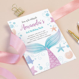 Lámina Invitación de cumpleaños a la sirena de agua de pr