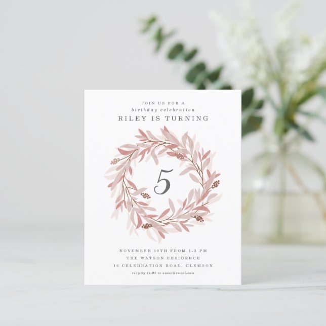 Lámina Invitación de cumpleaños a los niños de Wreath Wre (Anverso de pie)