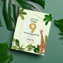 Invitación de cumpleaños a Safari Animal Giraffe P