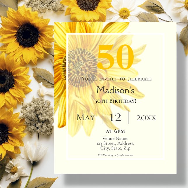 Lámina Invitación de cumpleaños a Sunflower 50 (Subido por el creador)