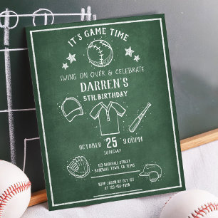 Lámina Invitación de cumpleaños a un jugador de béisbol m