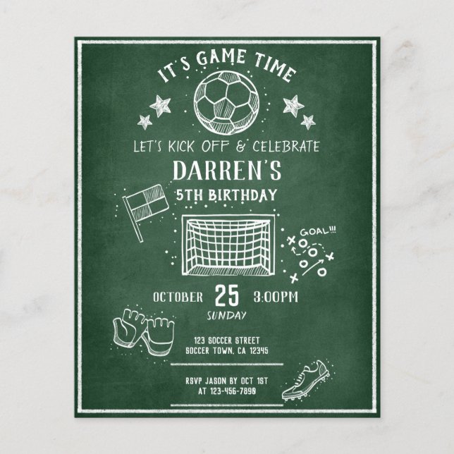 Lámina Invitación de cumpleaños a un presupuesto moderno  (Anverso)