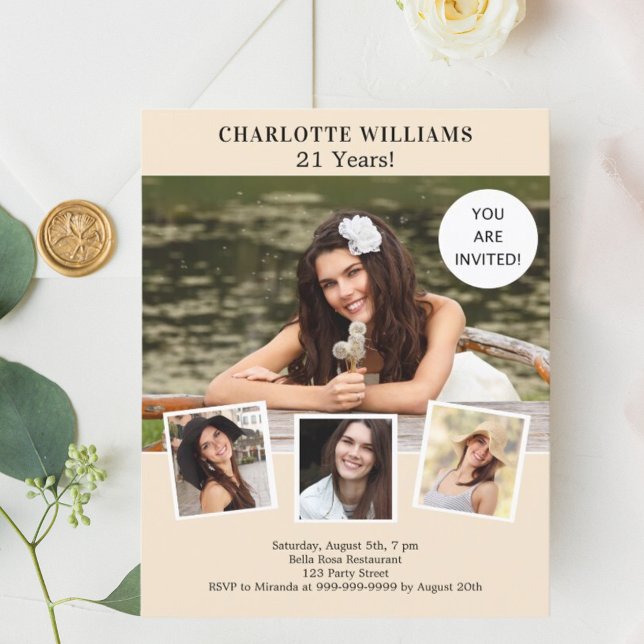 Lámina Invitación de cumpleaños al collage de fotos de ma (Subido por el creador)