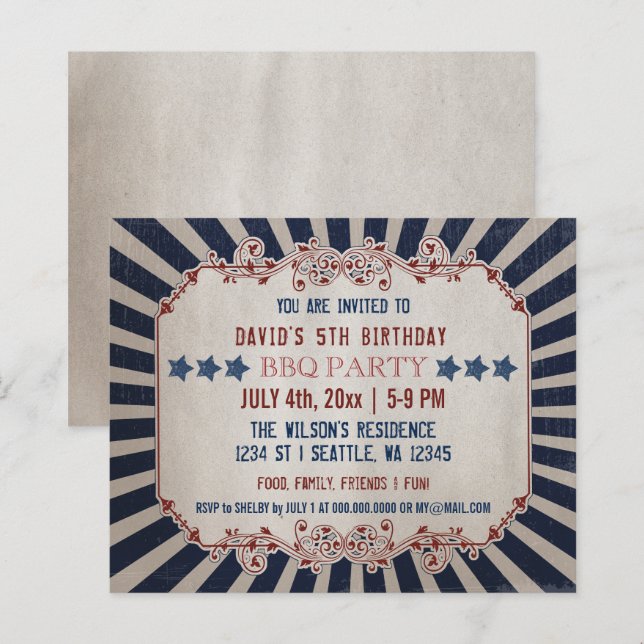 Lámina Invitación de cumpleaños al Día Conmemorativo de l (Anverso / Reverso)