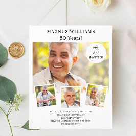 Lámina Invitación de cumpleaños blanco para collage de fo