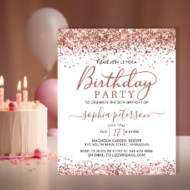 Lámina Invitación de cumpleaños blancos de Rosa de presup