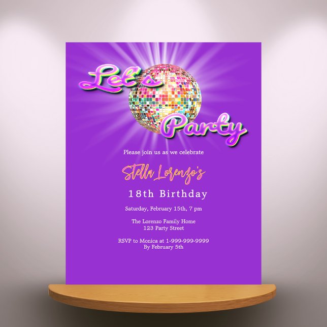 Lámina Invitación de cumpleaños color rosa púrpura fiesta (Subido por el creador)