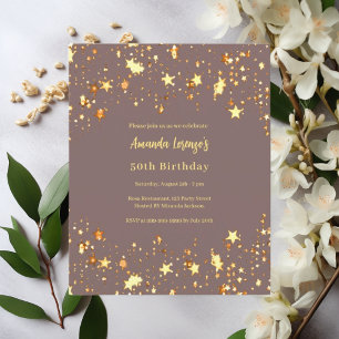 Lámina Invitación de cumpleaños con estrellas doradas en 