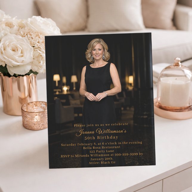 Lámina Invitación de cumpleaños con foto dorada para un a (Subido por el creador)