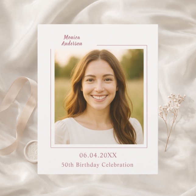 Lámina Invitación de cumpleaños con foto en rosa oro marf (Subido por el creador)