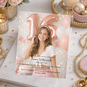 Lámina Invitación de cumpleaños con foto para Sweet 16