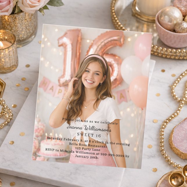Lámina Invitación de cumpleaños con foto para Sweet 16 (Subido por el creador)