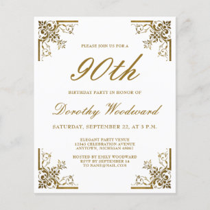 Lámina Invitación de cumpleaños con guión dorado vintage