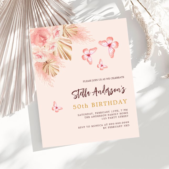 Lámina Invitación de cumpleaños con presupuesto de rosa d (Subido por el creador)