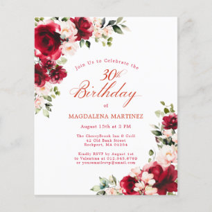 Lámina Invitación de cumpleaños con presupuesto floral de