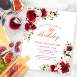 Lámina Invitación de cumpleaños con presupuesto floral de<br><div class="desc">Nuevo para primavera y verano de 2024. Elegantes rosas rojas y peonías rosadas decoran un diseño floral tradicional. La caligrafía clásica denota el cumpleaños histórico. La invitación es fácil de personalizar. Forma parte de la colección Red Rose y Pink Peony que contiene plantillas de invitación diseñadas profesionalmente, carteles de bienvenida,...</div>