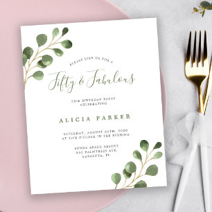 Lámina Invitación de cumpleaños de 50 años elegante y eco