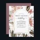 Lámina Invitación de cumpleaños de Budget Boho Borgoña Sw<br><div class="desc">Presupuestado Boho Dusty Pink and Burgundy Floral Botanical Greenery Watercolor y Faux Relieve metalizado dorado Geometric Frame Spring o Summer Sweet Dieciséis invitaciones a la celebración de la fiesta de cumpleaños - incluye hermosa y elegante tipografía de escritura con flores botánicas modernas y vegetación para la especial fiesta de cumpleaños...</div>