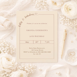 Lámina Invitación de cumpleaños de champagne dorado 50 y 