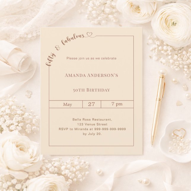 Lámina Invitación de cumpleaños de champagne dorado 50 y  (Subido por el creador)