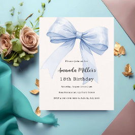 Lámina Invitación de cumpleaños de crema azul beige