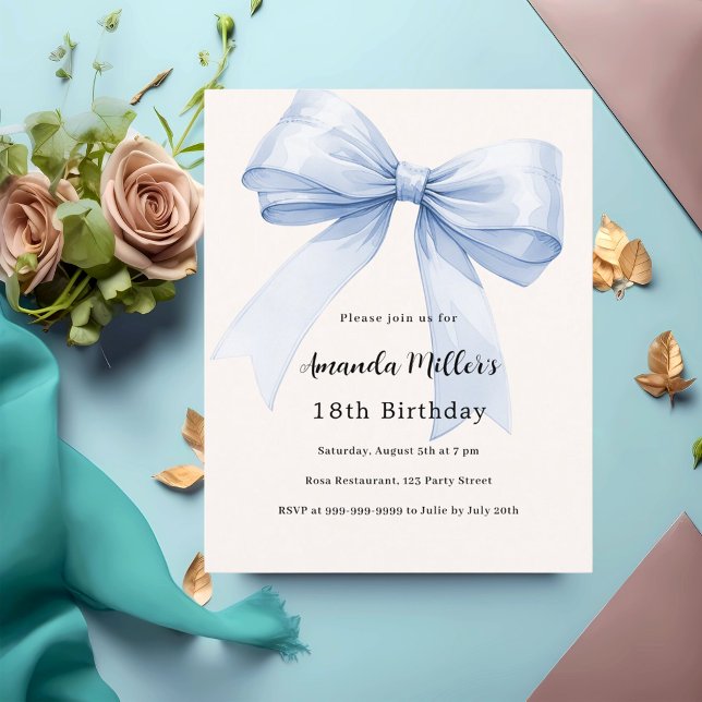 Lámina Invitación de cumpleaños de crema azul beige (Subido por el creador)