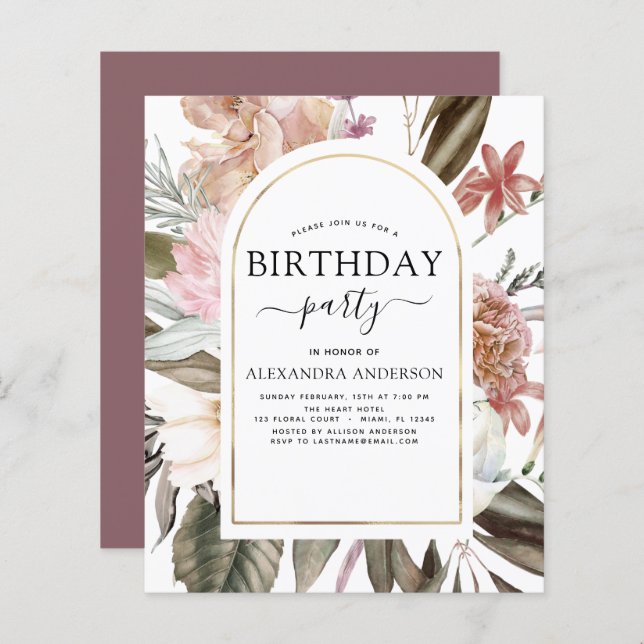 Lámina Invitación de cumpleaños de cualquier edad del Boh (Anverso / Reverso)