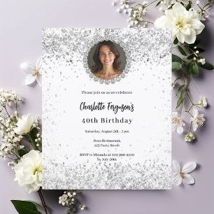Lámina Invitación de cumpleaños de diamantes de fotos en 