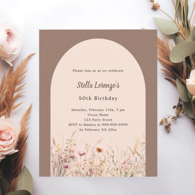 Lámina Invitación de cumpleaños de flores silvestres de c (Subido por el creador)