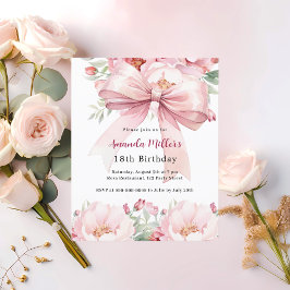 Lámina Invitación de cumpleaños de floros de arco rosa de