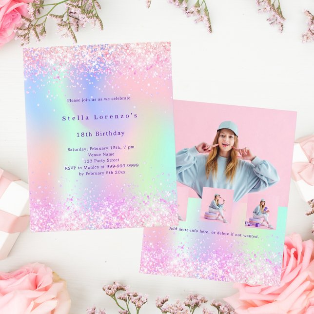 Lámina Invitación de cumpleaños de fotos holográficas en  (Subido por el creador)