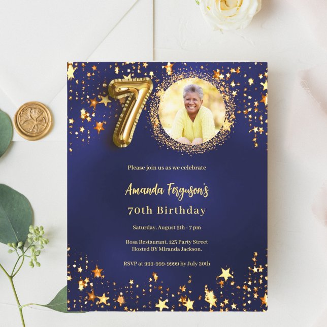 Lámina Invitación de cumpleaños de la estrella del oro az (Subido por el creador)