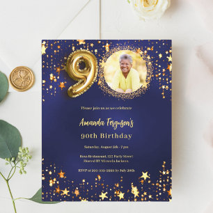 Lámina Invitación de cumpleaños de la estrella del oro az