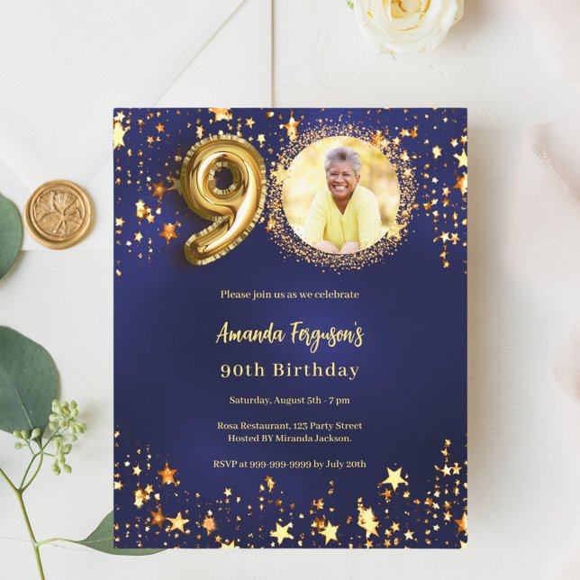 Lámina Invitación de cumpleaños de la estrella del oro az (Subido por el creador)