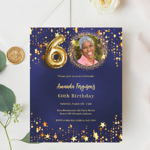 Lámina Invitación de cumpleaños de la estrella del oro az