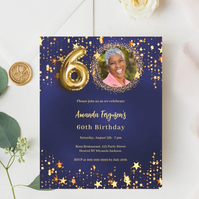 Lámina Invitación de cumpleaños de la estrella del oro az (Subido por el creador)