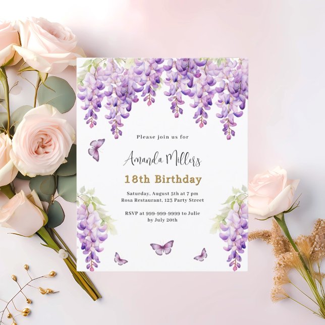 Lámina Invitación de cumpleaños de la mariposa púrpura de (Subido por el creador)