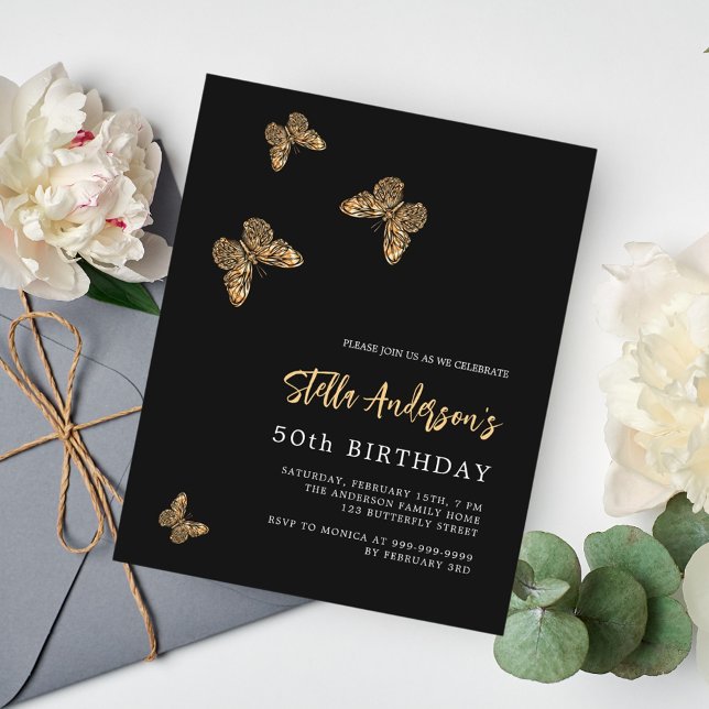 Lámina Invitación de cumpleaños de las mariposas de oro n (Subido por el creador)