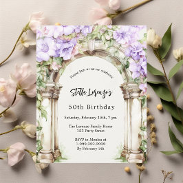 Lámina Invitación de cumpleaños de Lavender florals arco 