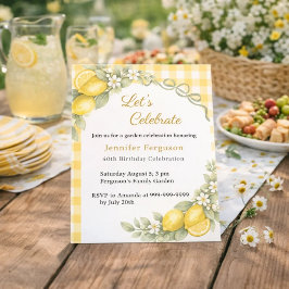 Lámina Invitación de cumpleaños de limones a cuadros jard
