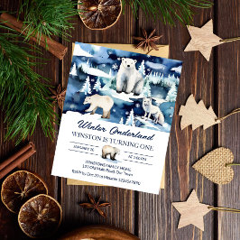 Lámina Invitación de cumpleaños de los animales del Ártic