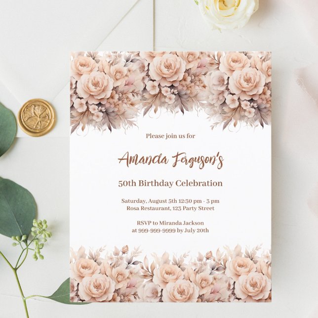 Lámina Invitación de cumpleaños de los rosas de melocotón (Subido por el creador)