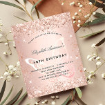 Lámina Invitación de cumpleaños de mariposa de Rubor<br><div class="desc">Para una elegante fiesta de cumpleaños número 50 (o cualquier edad). Un fondo dorado rosa. Decorada con un confeti de oro rosa y una gran mariposa. Personalice y agregue un nombre y detalles del fiesta. El nombre se escribe con un guión de estilo con letras a mano</div>