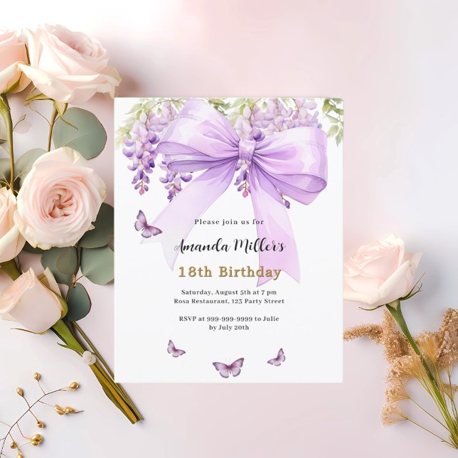 Lámina Invitación de cumpleaños de mariposa florida con a (Subido por el creador)