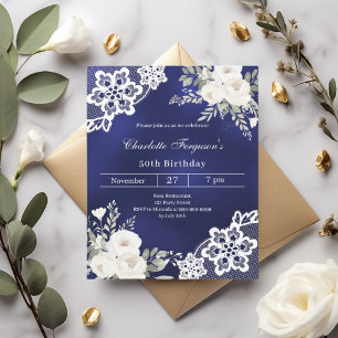 Lámina Invitación de cumpleaños de nace azul marino