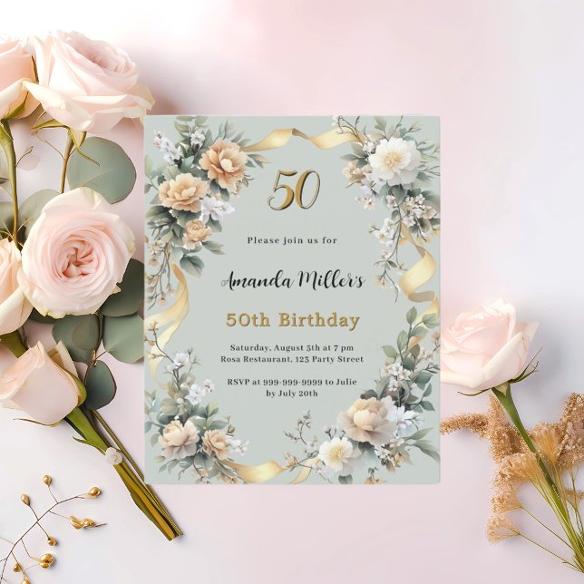 Lámina Invitación de cumpleaños de oro a florines amarill (Subido por el creador)